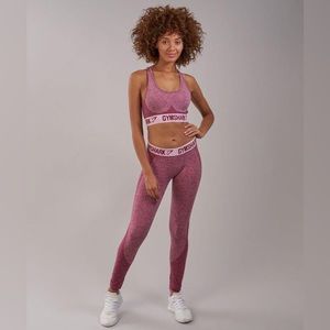 Rare Gymshark Set Flex Leggings & Sports Bra in Marl beet and chalk pink